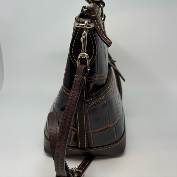 Dooney & Bourke Dillen Crocodile Bag Double Pocket Satchel Reptile Embossed - Picture 6 of 14